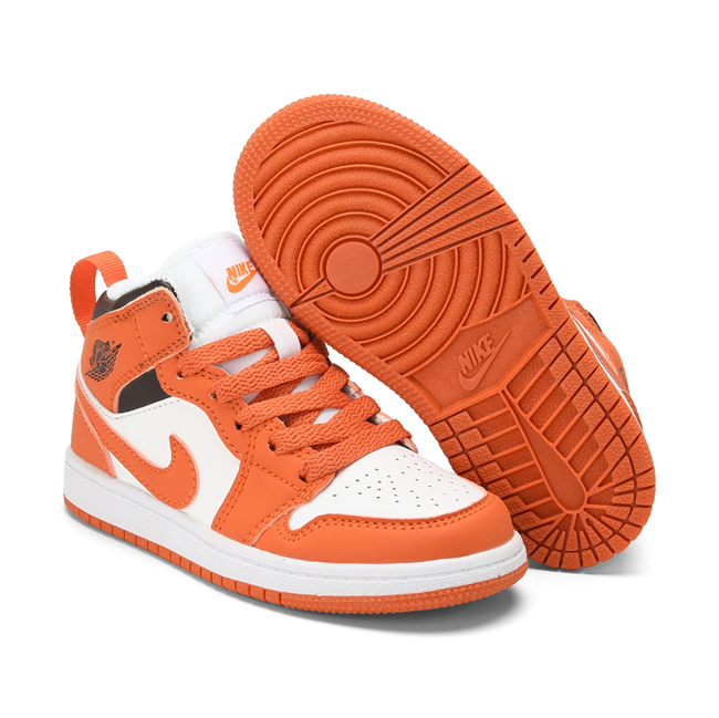 Youth Running Weapon Air Jordan 1 Orange/White Shoes 0171